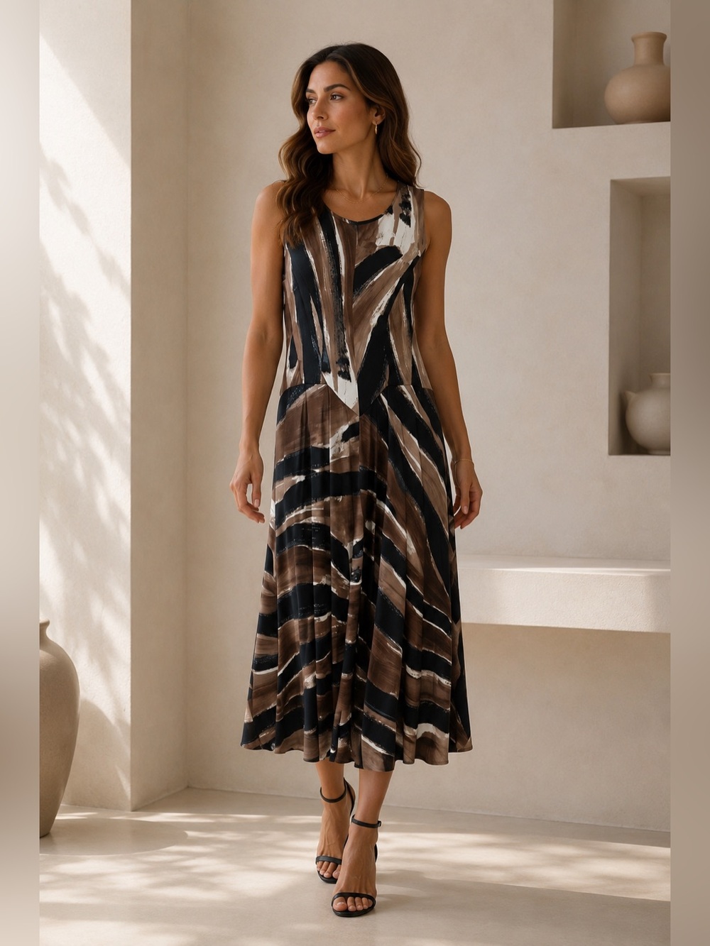 Rachel Comey 100% Silk Abstract Brushstroke Midi Dress | Made in USA